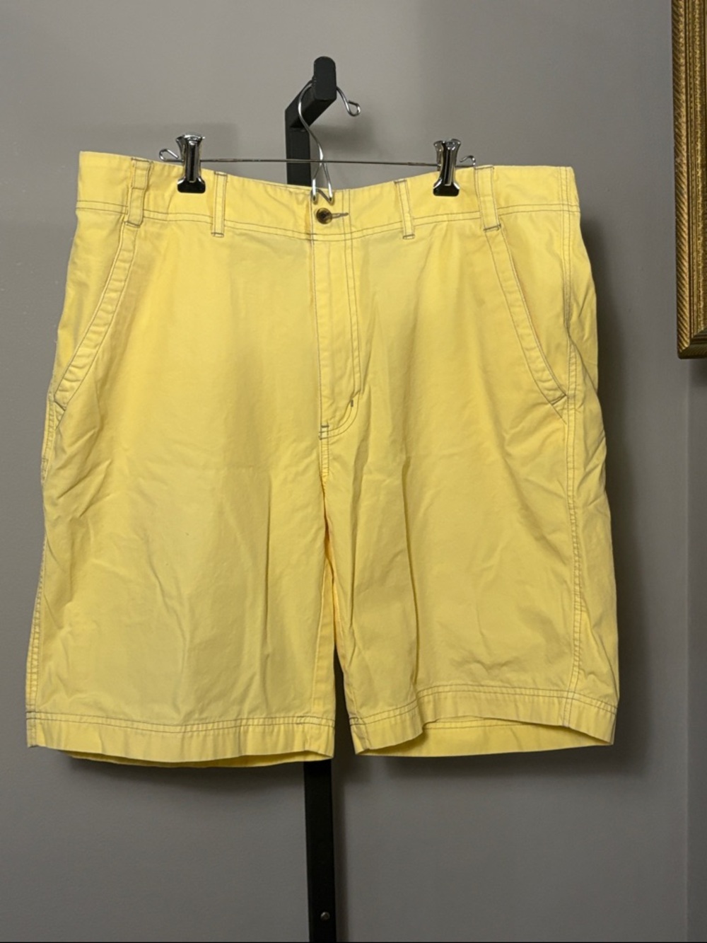 Gant Size 36 Men's Yellow Bermuda Cotton Shorts Hampton Poplin